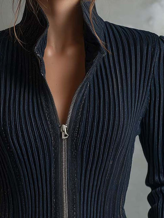 Midnight Sparkle Ribbed Knit Jacket