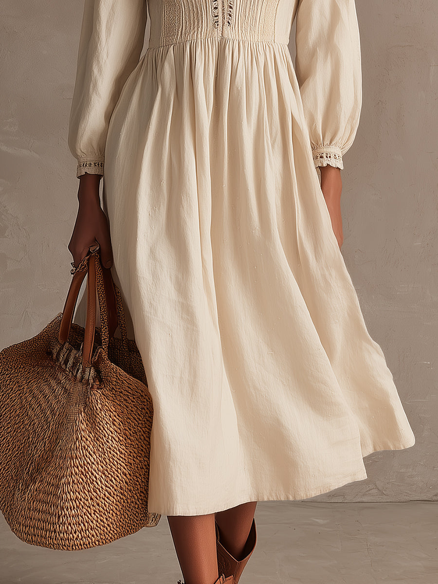 Bohemian Holiday Cotton-blend Lace Midi Dress