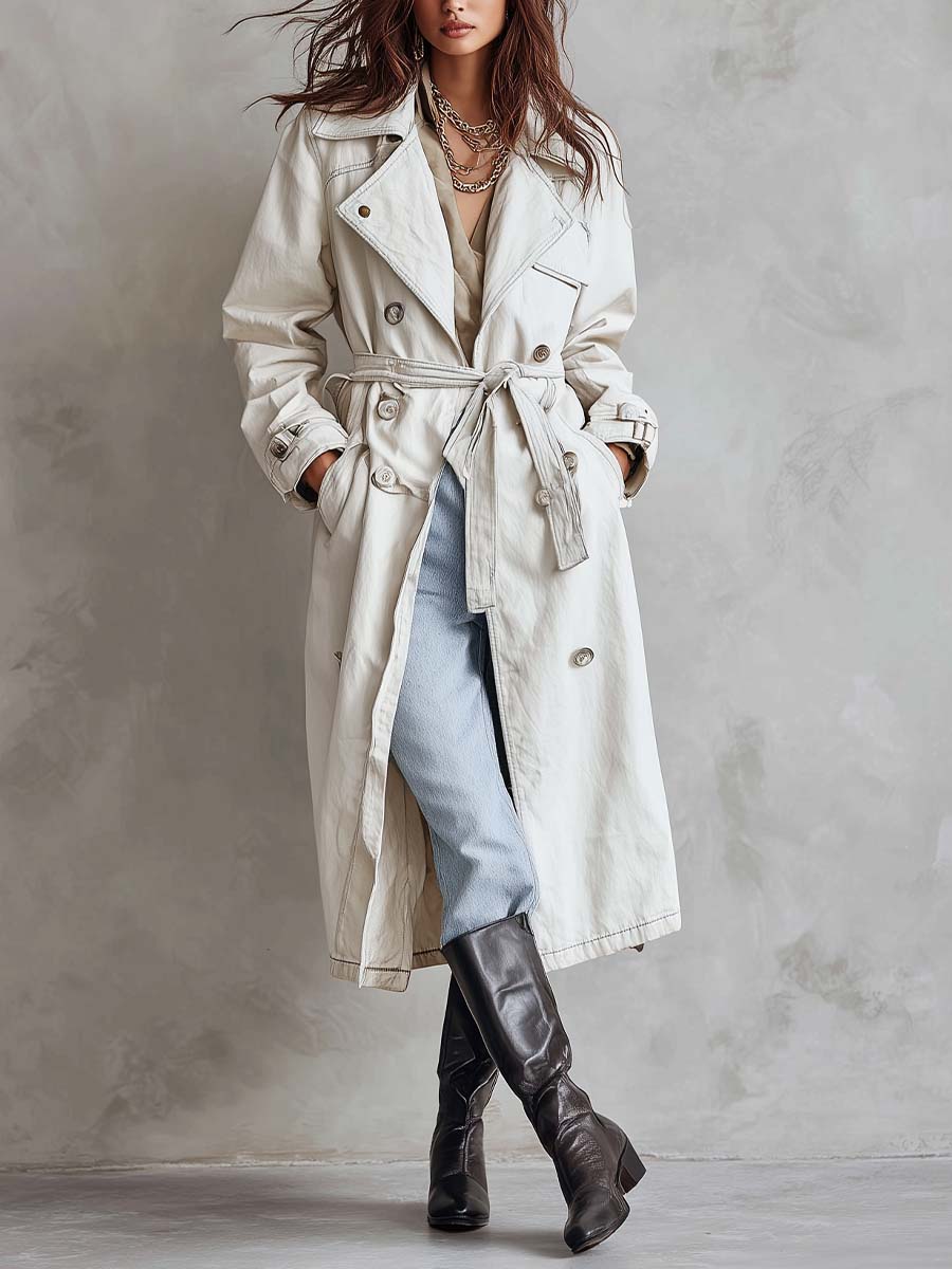 Off-White Pure-Cotton Denim Trench Coat