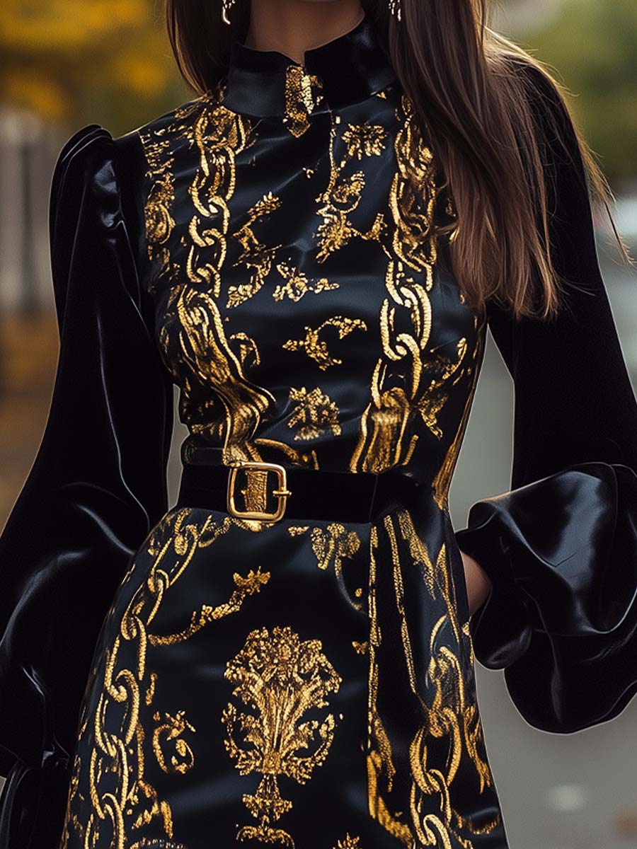 Glamorous Black and Gold Mini Dress