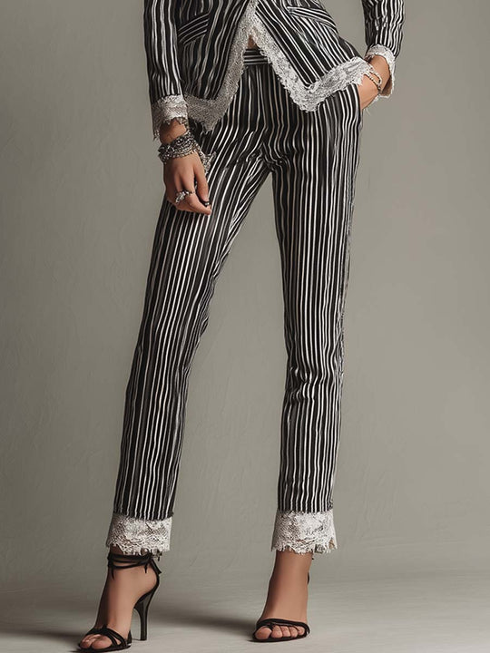 Vintage Striped Lace Pants