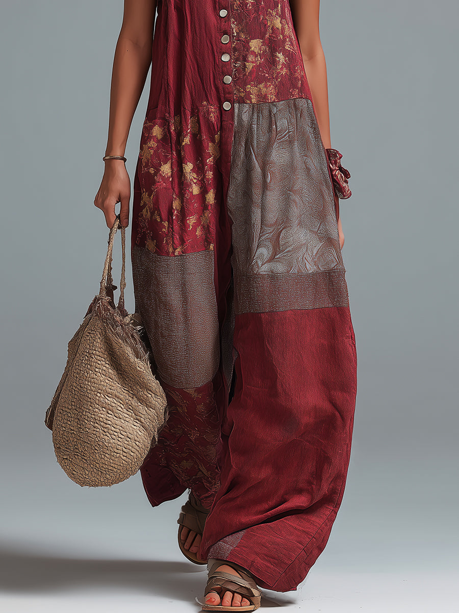 Boho Ethnic Print Wide Leg Jumpsuit
