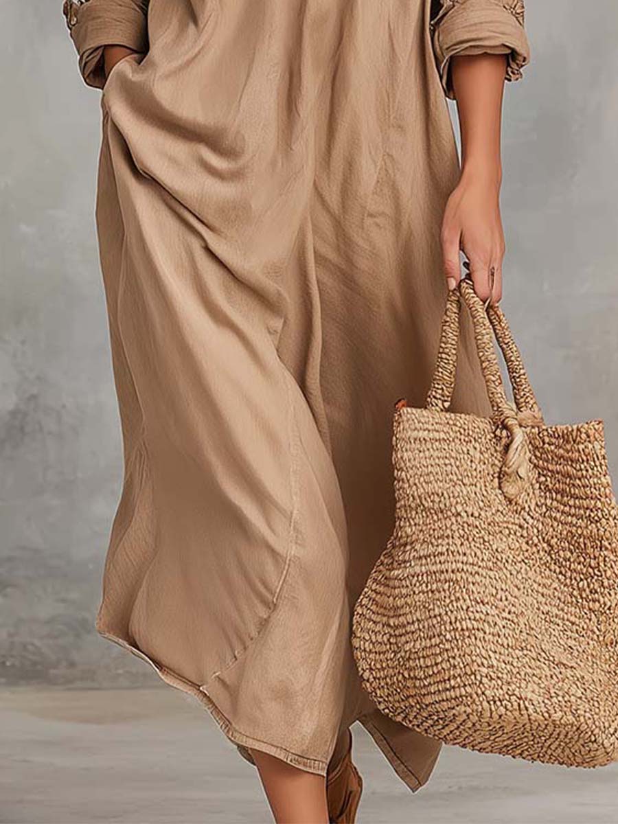 Tencel Denim Loose-fitting Shirt Dress