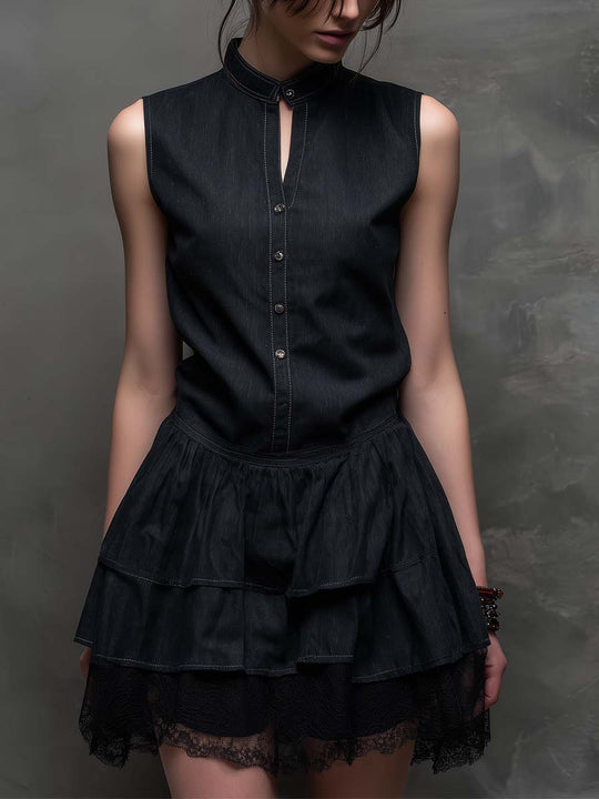 Modern Vintage Sleeveless Tiered Mini Dress