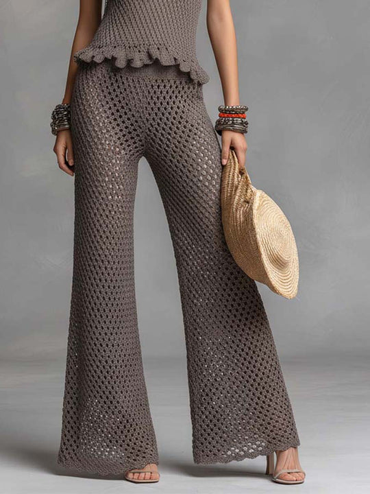 Boho-Vintage Elegant Open-Knit Two-Piece Set