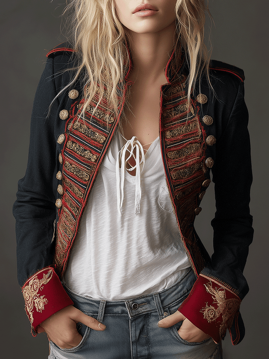 Retro Baroque Double-Breasted Embroidered Jacket