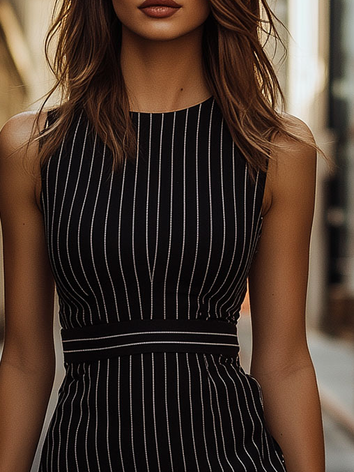 Minimalist and Versatile Stripe Sleeveless Bodycon Dress