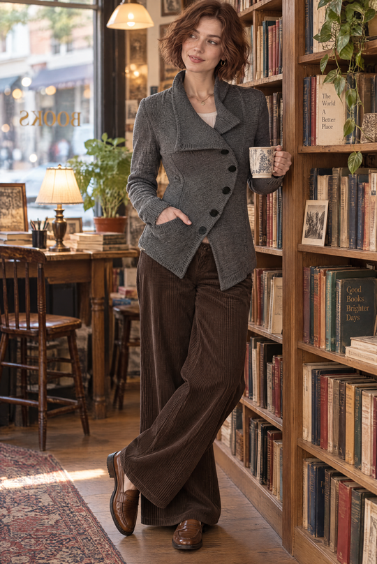 Vintage Asymmetric Button-up Knit Cardigan