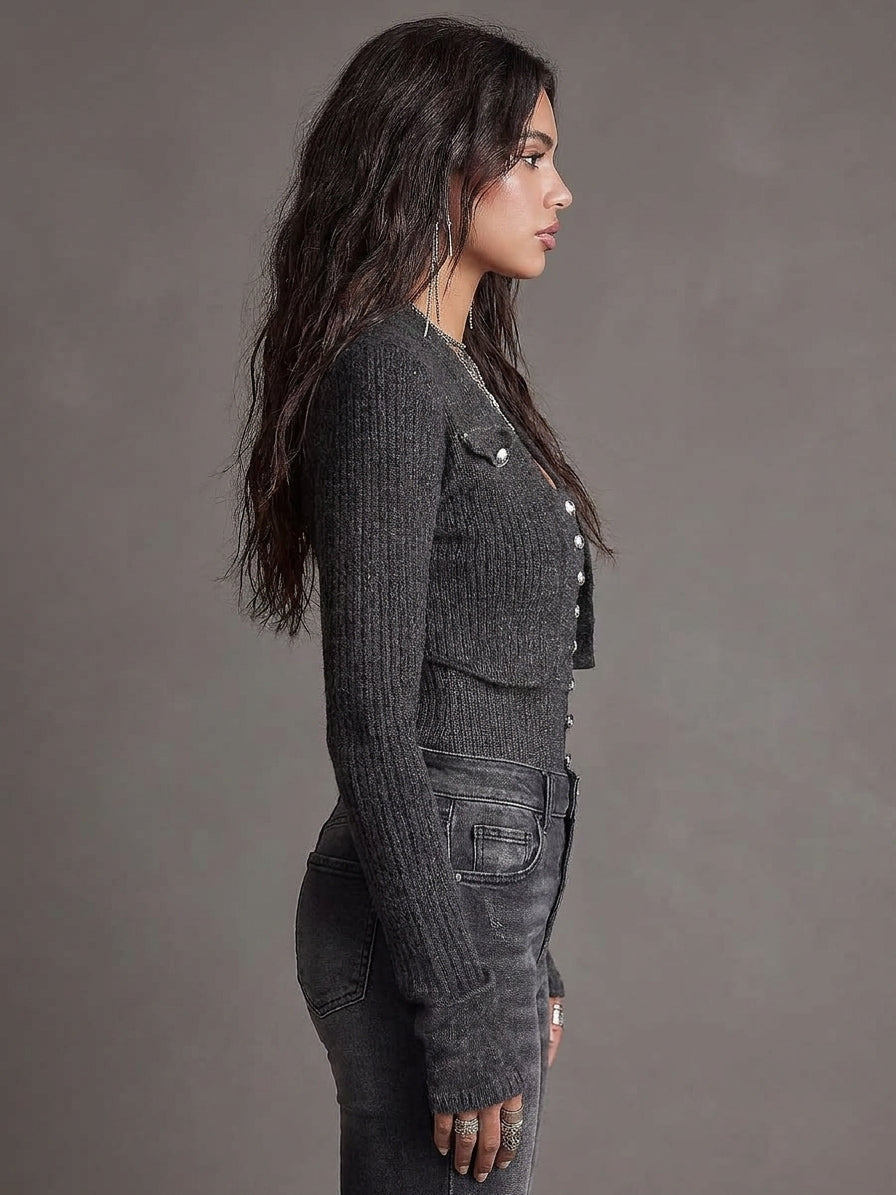Elegant Vintage Knitted Vest And Cardigan Two-piece Set