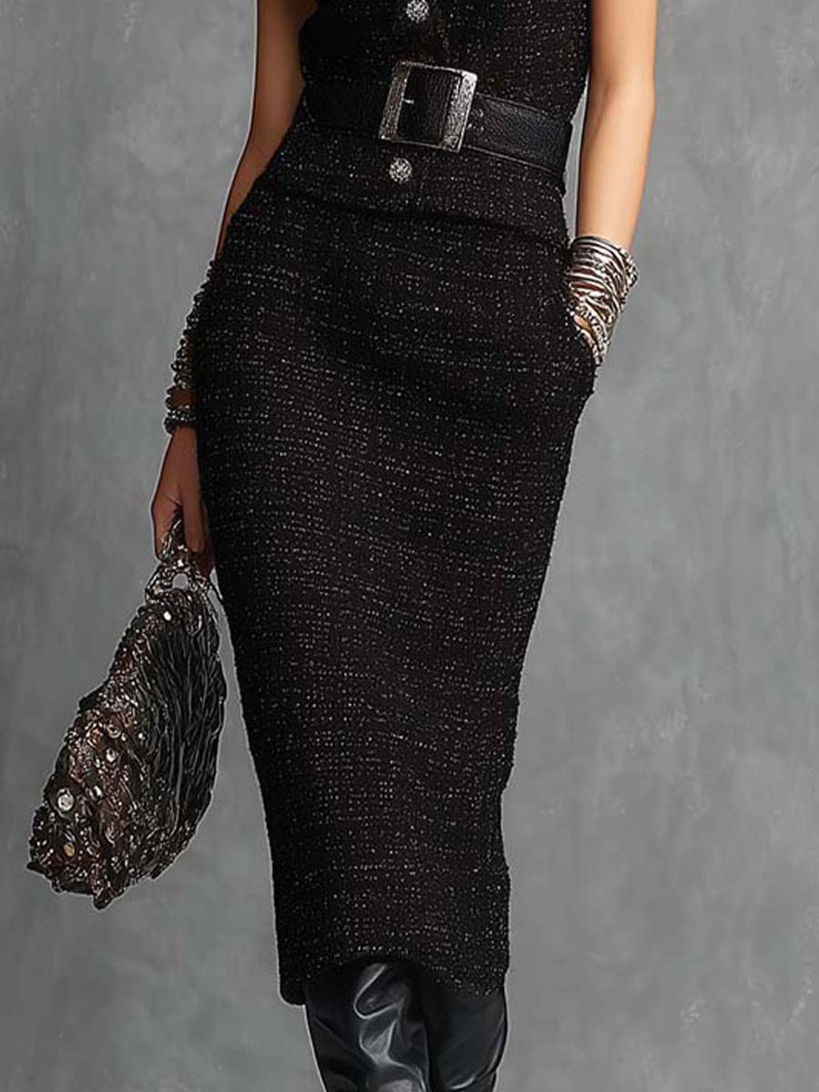 Tweed Vest & Pencil Skirt Set