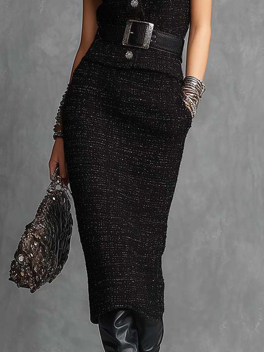 Tweed Vest & Pencil Skirt Set
