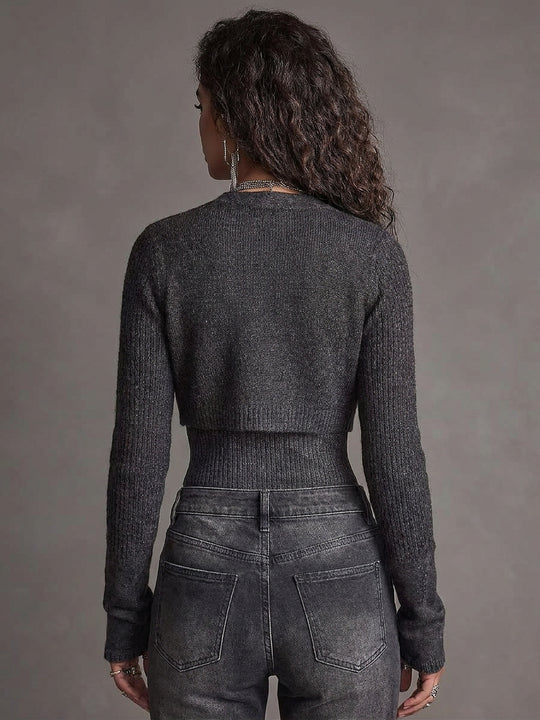 Elegant Vintage Knitted Vest And Cardigan Two-piece Set