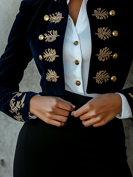 Retro Golden Embroidery Decorative Button Jacket