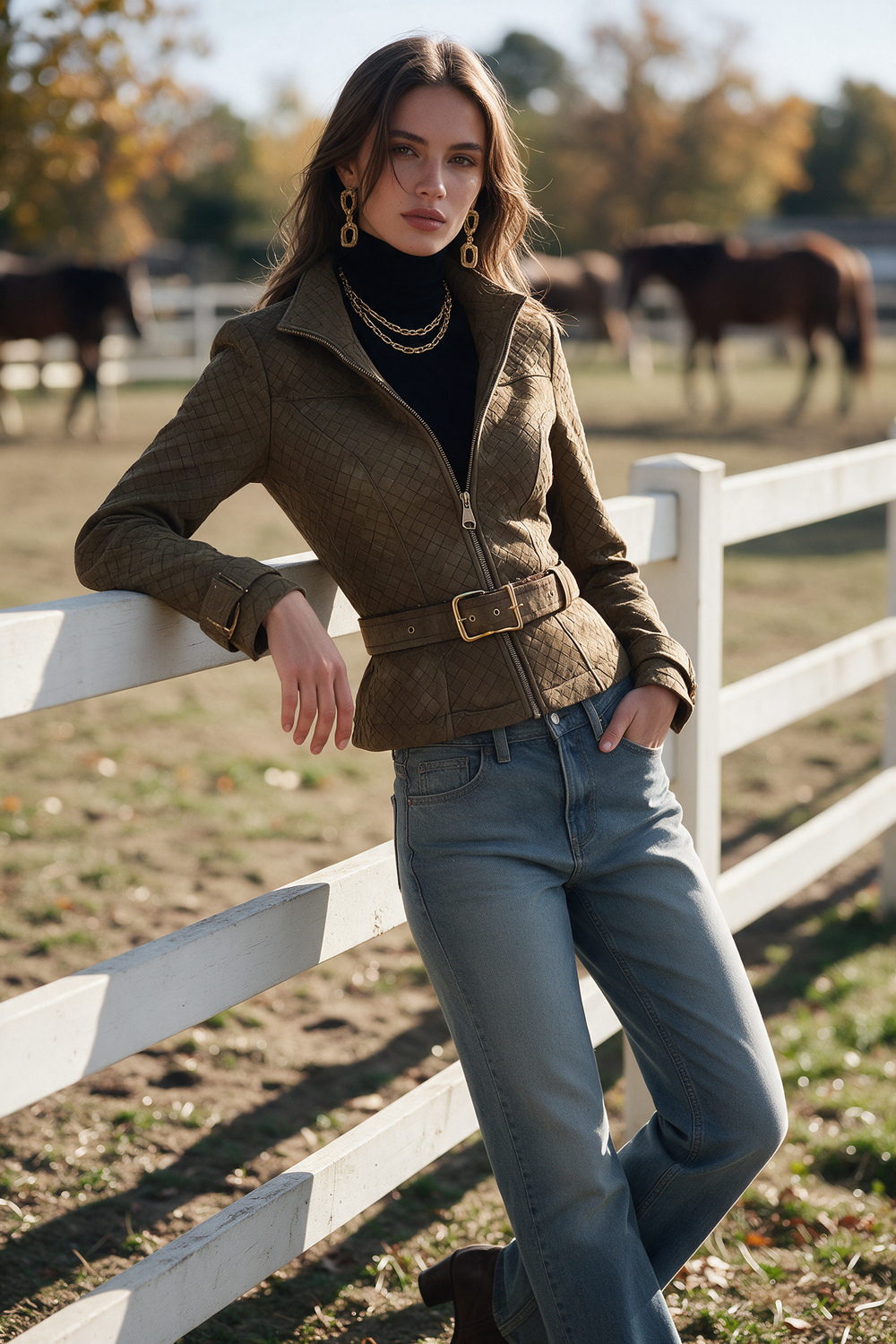 Vintage Boho Woven Embossed Suede Leather Jacket