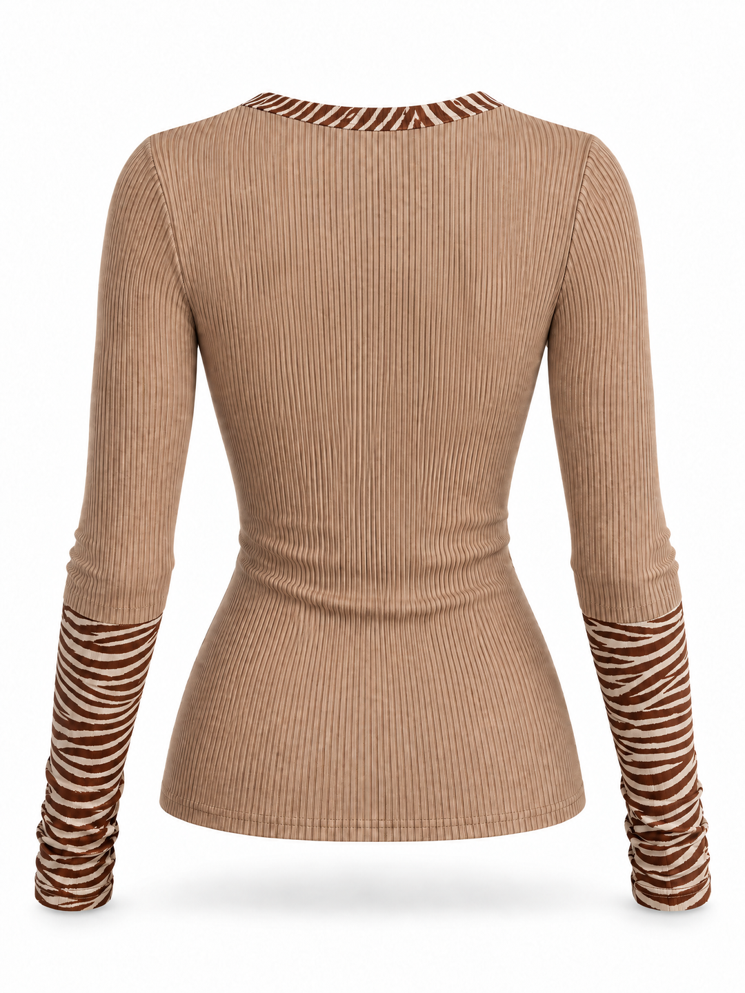 Desert Muse Zebra Trim Ribbed Top