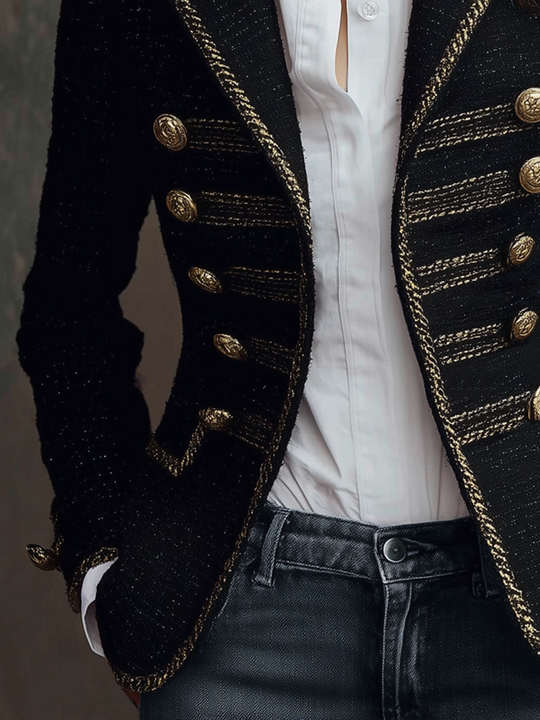 Metal Button Tweed Blazer