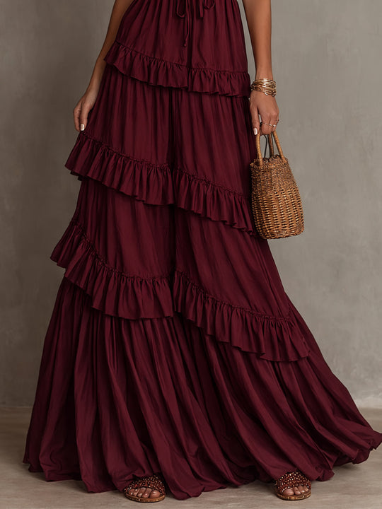 Boho Multi-layered Ruffle Hem Maxi Dress