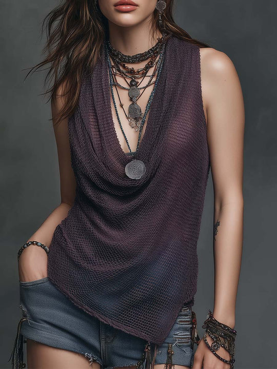 Romantic Boho Asymmetrical Hem Boho Knit Top