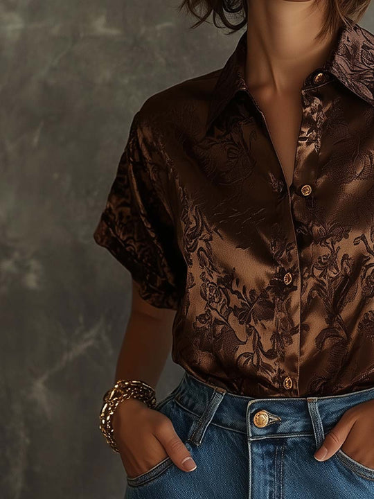 Luxe Satin Floral Print Shirt