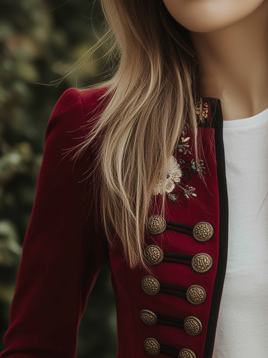 (clearance) Vintage Stand Collar Floral Embroidered Jacket