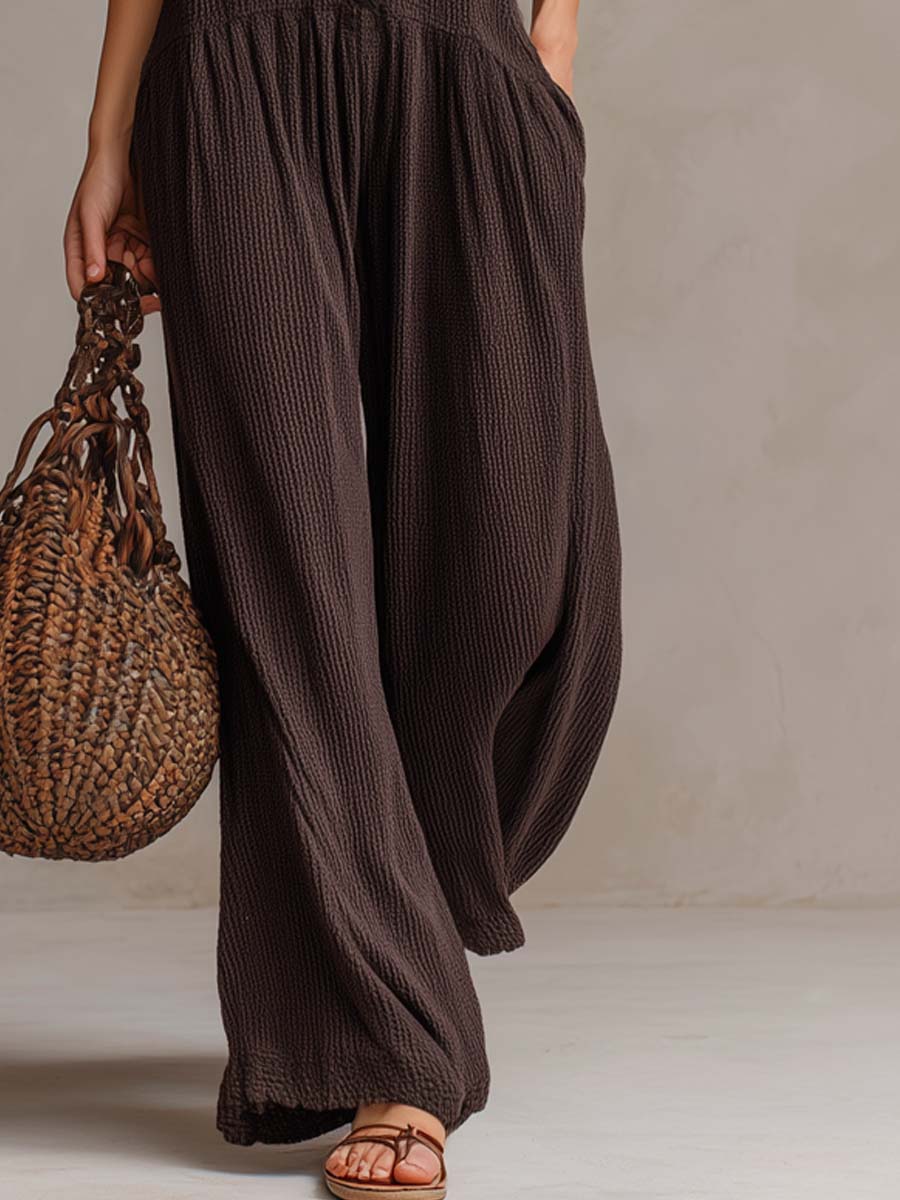 Retro Ruffle Neck Knitted Jumpsuit