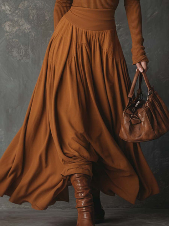 Ribbed Knit Bodice Spliced Maxi Dress