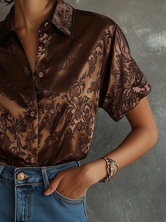 Luxe Satin Floral Print Shirt