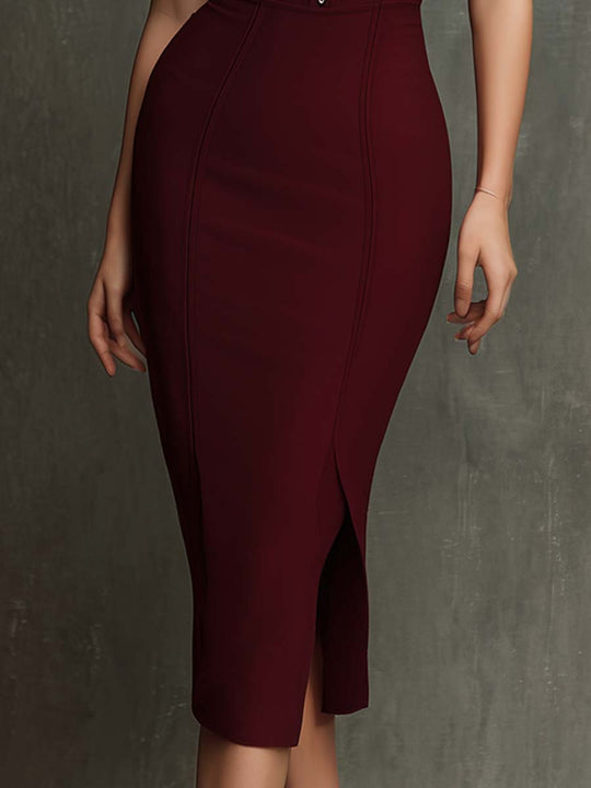 Retro Sheer Shoulder Lace Trim Midi Dress