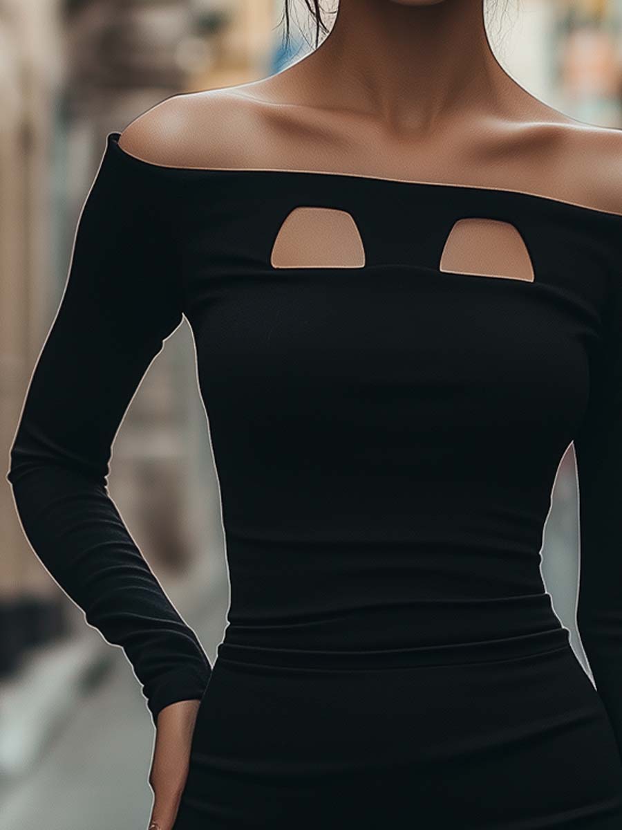 Chic Off The Shoulder Cut Out Bodycon Mini Dress