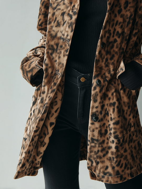 Vintage Leopard Print Eco-suede Jacket