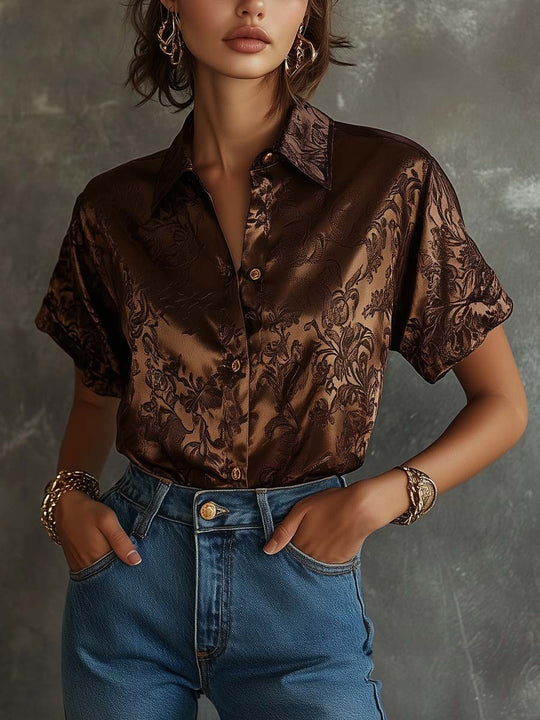 Luxe Satin Floral Print Shirt