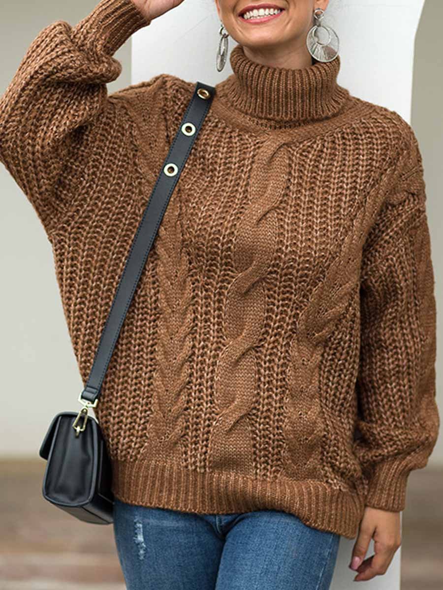 Thick Twist Turtleneck Knitted Sweater