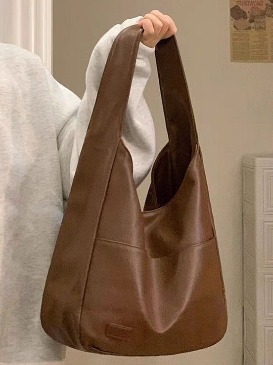 Retro Large Capacity Brown Versatile Commuter Soft Leather Tote Bag