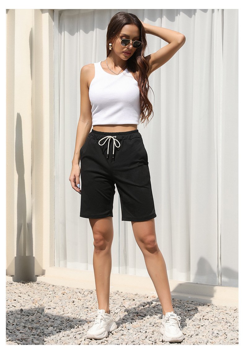 Elastic Drawstring Cropped Shorts 96816565YM