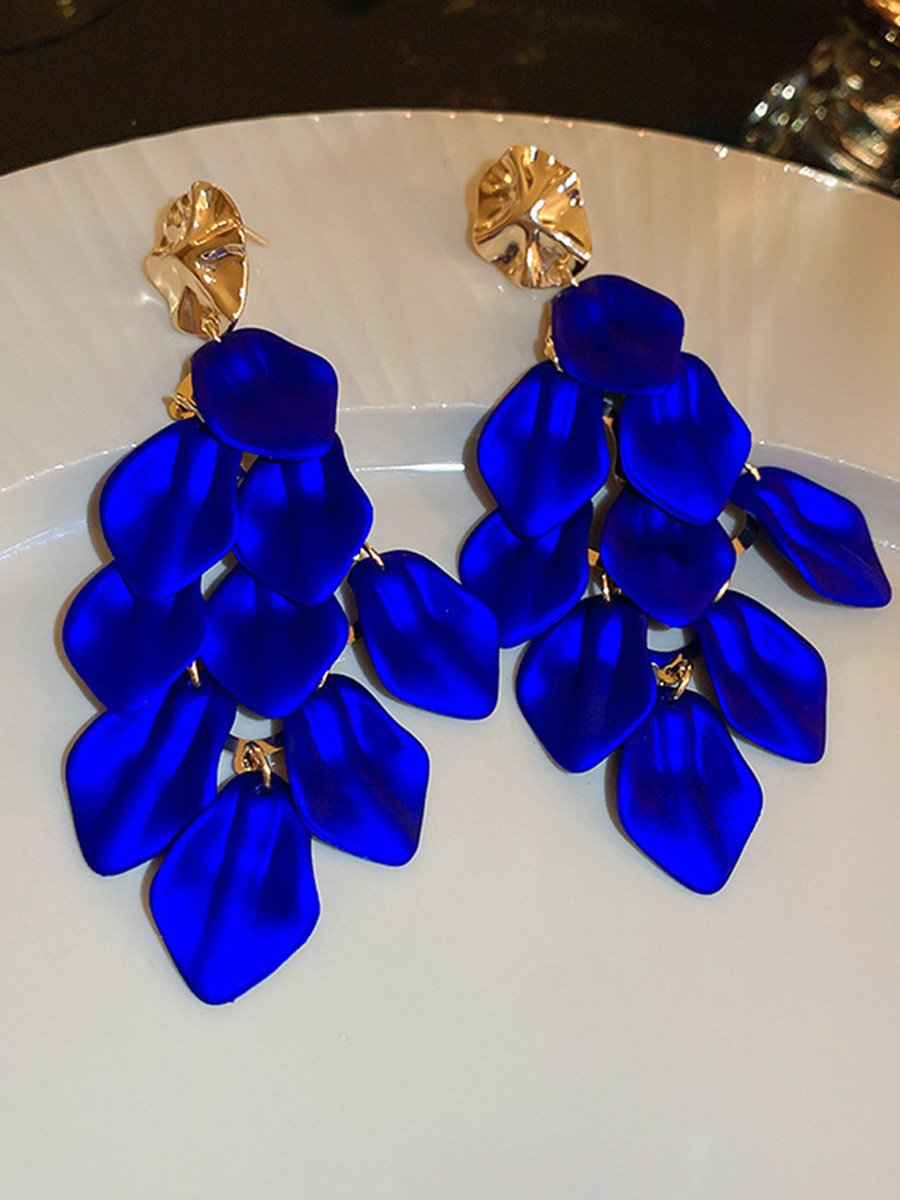 Wrinkled Blue Irregular Metal Earrings