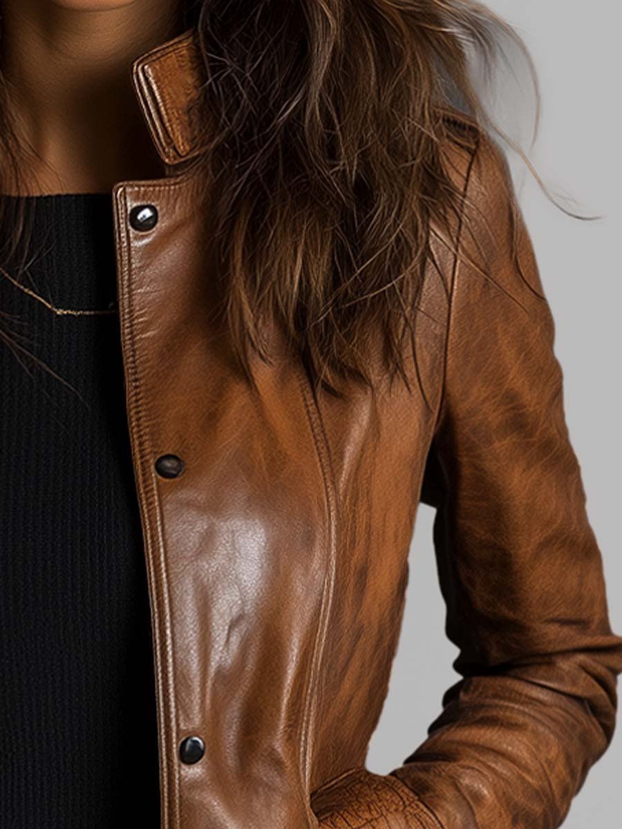 Vintage Stand Collar Leather Jacket