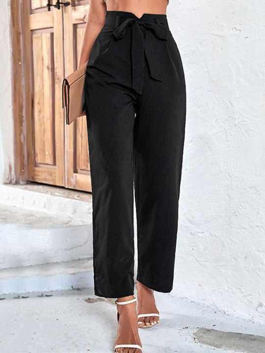 Belted Commuting High-waisted Wide-leg Pants for The Workplace 53110366