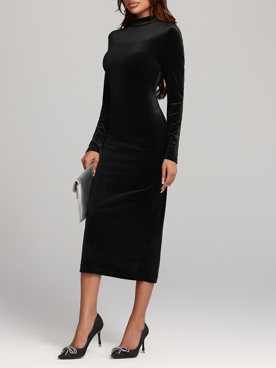 Temperament Velvet Slim Fit Slit Hip Dress