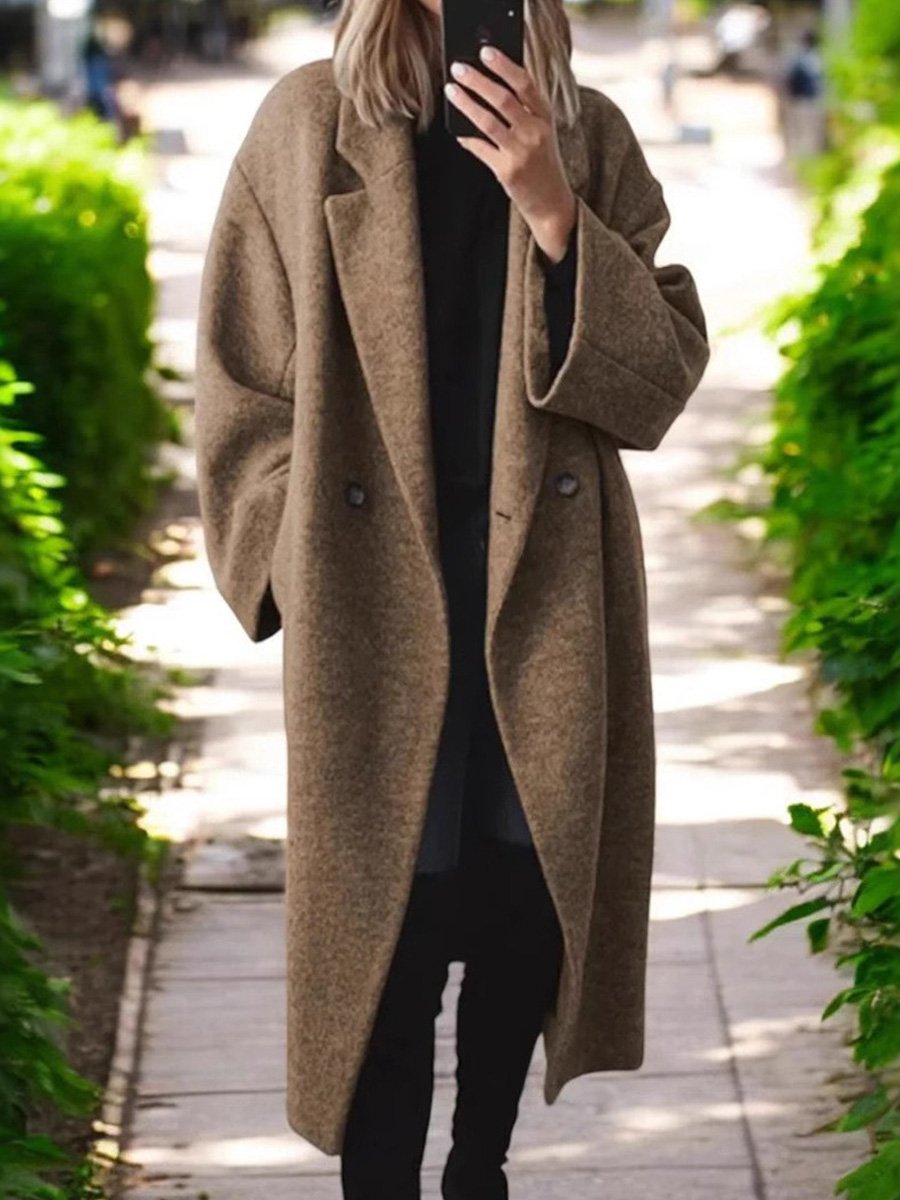 Fashion Lapel Woolen Long Coat