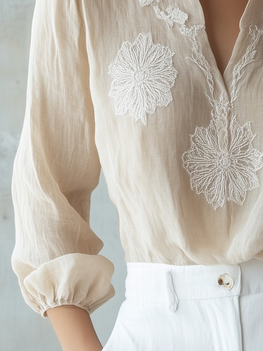 Delicate Lace-Trim Effortless Feminine Charm Blouse