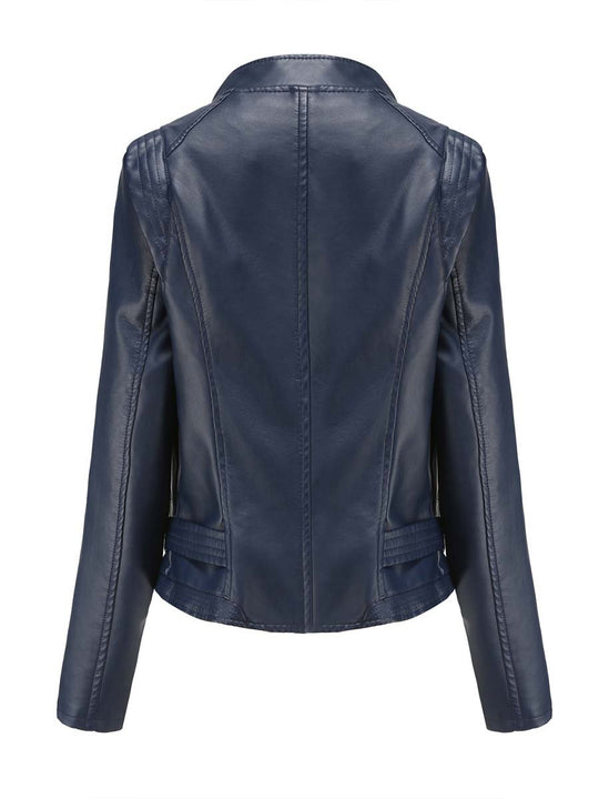 Women's Lapel Slim Leather Jacket