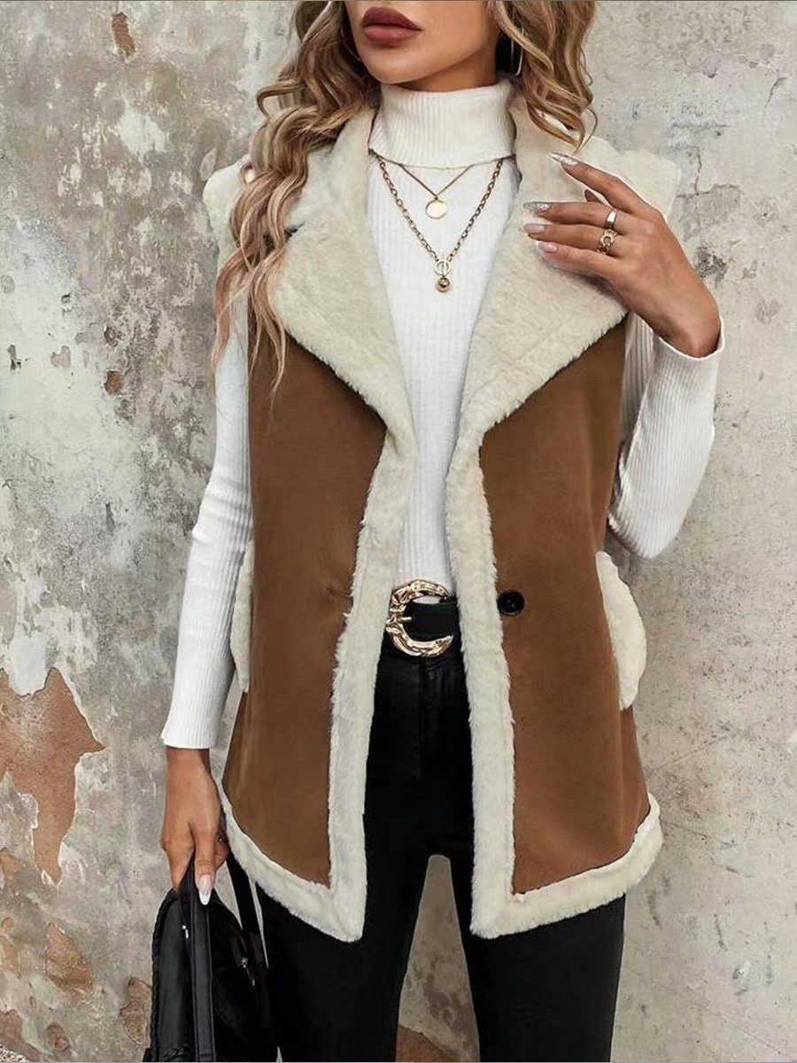 Fashionable Lambswool Patchwork Mid-length Waistcoat