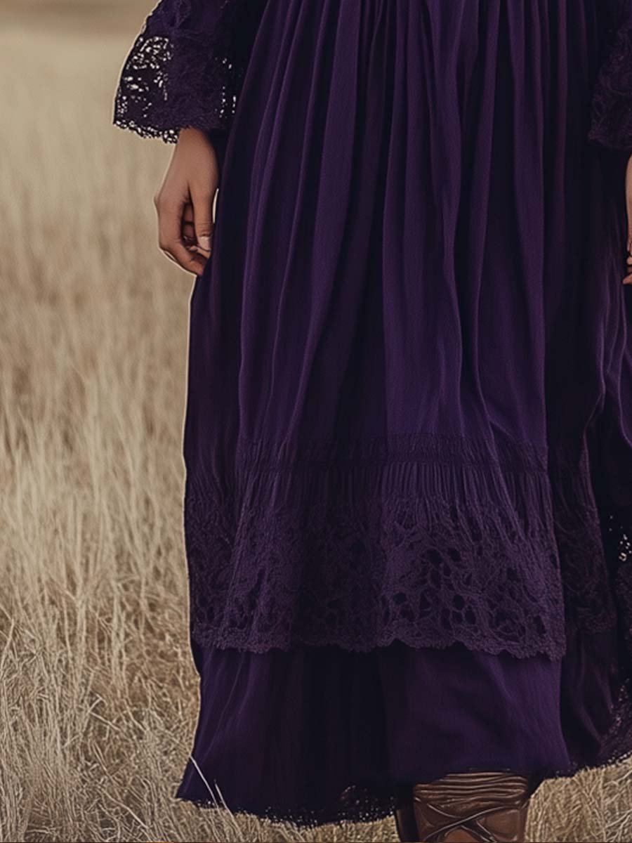 Rustic Embroidered Boho Maxi Dress