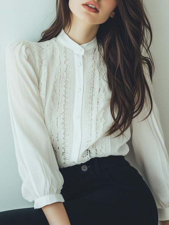 Timeless Lace Button-Up Grace Meets Sophistication Blouse