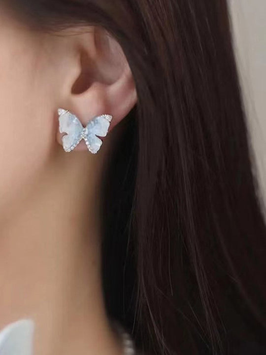 Simple Blue Butterfly Earrings