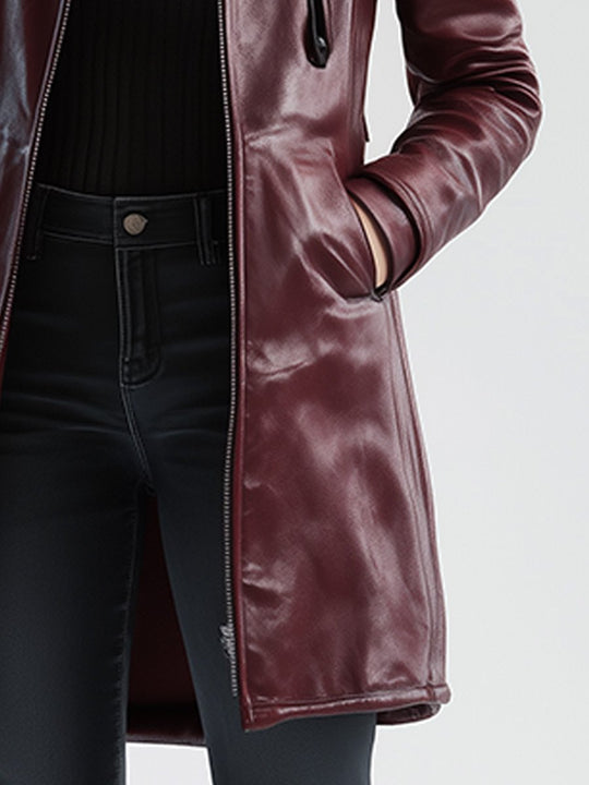 Casual Retro Loose Warm Long Leather Jacket