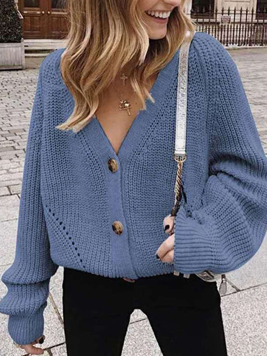 V-neck Basic All-match Daily Knitted Cardigan