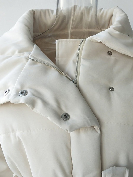 Fashionable Stand Collar Warm Slim Fit Mid-length Cotton Jacket