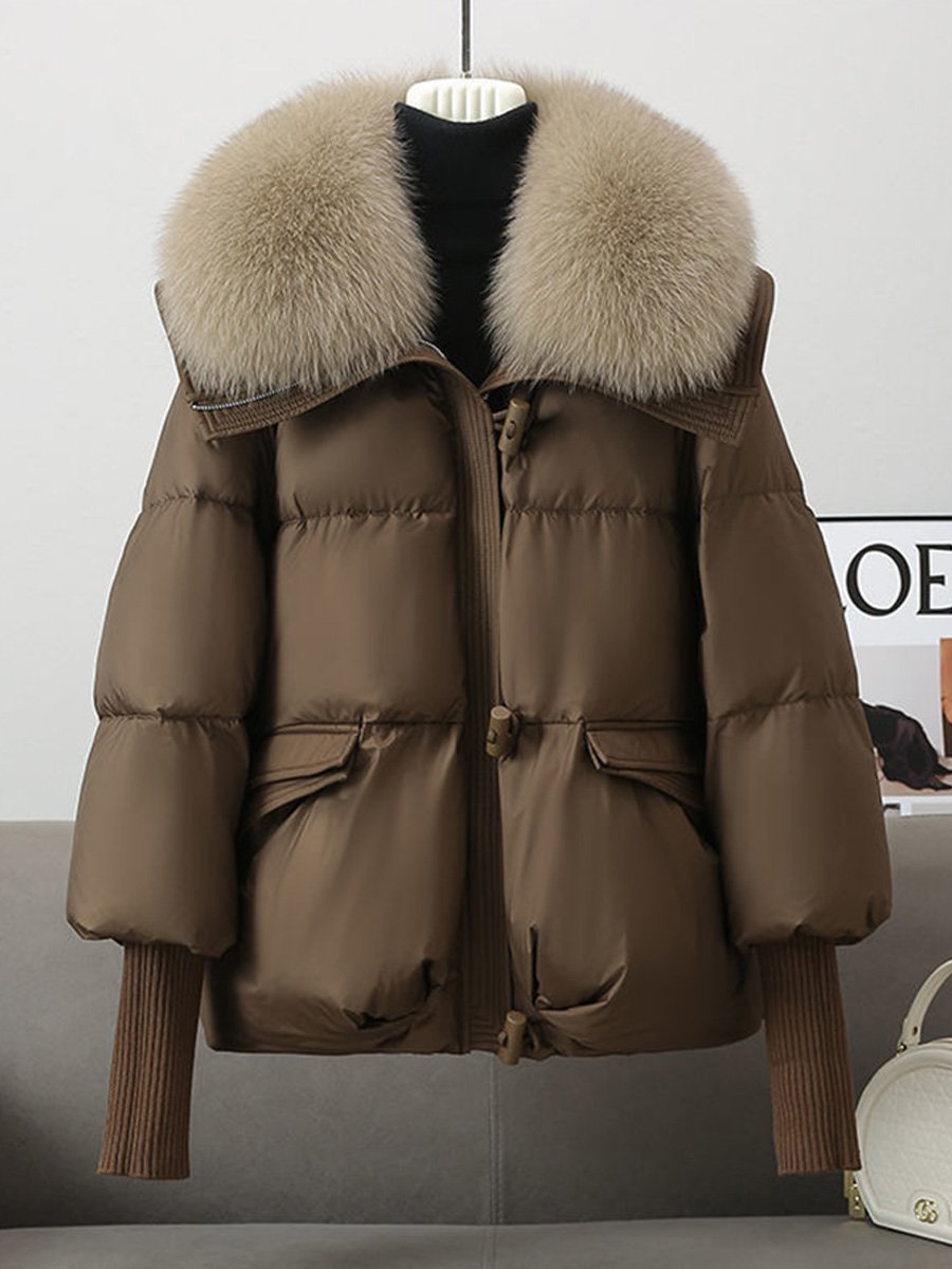 Chic Oversized Down Jacket with Plush Fur Collar