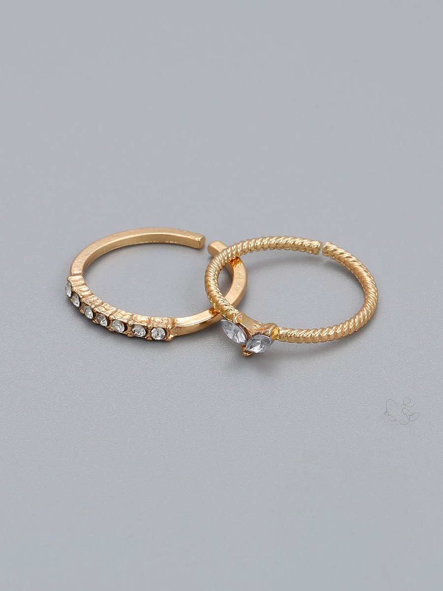 Heart-shaped Open Heart Inlaid Rhinestone Joint Ring